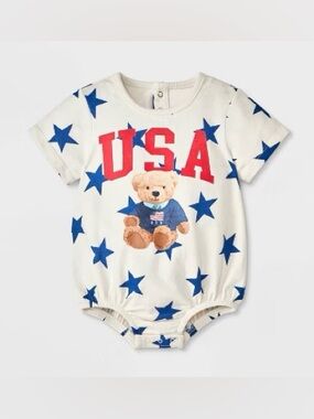 Grayson Mini Baby Americana USA Teddy Bear Romper